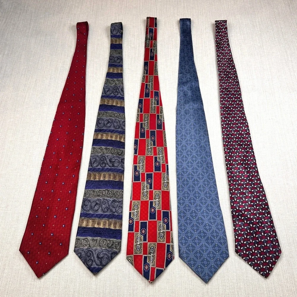 Vintage Classic Multicolor Necktie Bundle Bill Blass Puritan Jimmy Z 5pc Set‎